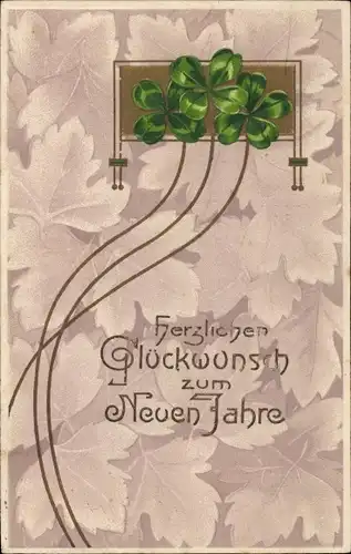 Präge Ak Fröhliches Neujahr, Kleeblätter