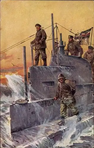 Künstler Ak Stöwer, Willy, Deutsches U Boot, Unterseeboot, Kaiserliche Marine, U-Boot-Spende 1917
