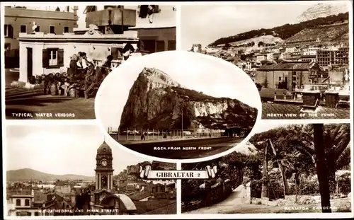 Ak Gibraltar, Felsen, Stadt, Hauptstraße, Kathedrale, typische Wasserverkäufer