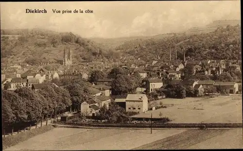 Ak Diekirch Luxemburg, vue de la ville prise de la côte