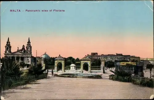 Ak Floriana Malta, Panoramic View of the city, Stadtansicht