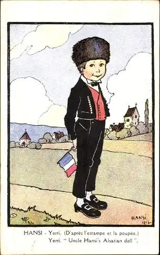 Künstler Ak Hansi, Yerri, Junge in Elsässer Volkstracht