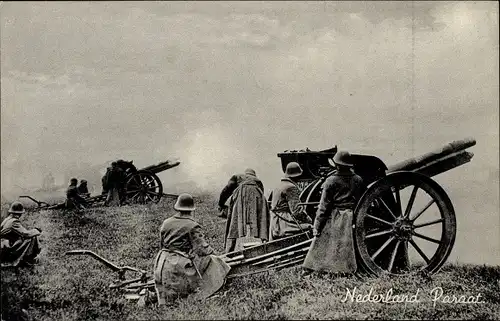 Ak Niederländische Armee, Geschütze, Soldaten