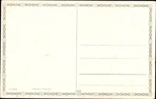 Künstler Ak Hundeportraits, zwei braun weiße Hunde mit mittellangem Fell