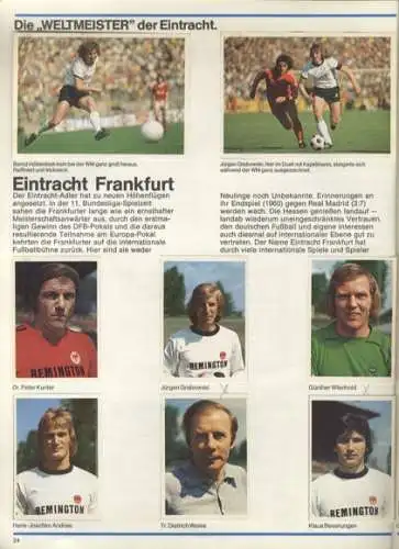 Fußball 1974 / 75 Erfolgreiche Mannschaften. Beliebte Spieler. Sammelbilderalbum Bergmann-Verlag, Fr