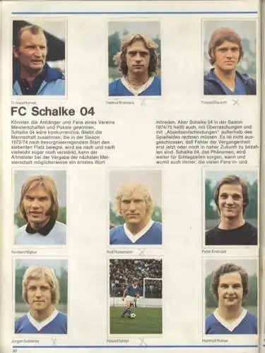 Fußball 1974 / 75 Erfolgreiche Mannschaften. Beliebte Spieler. Sammelbilderalbum Bergmann-Verlag, Fr