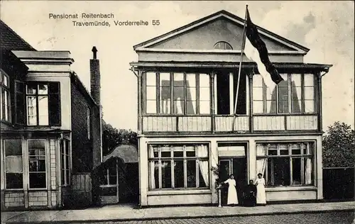 Ak Ostseebad Travemünde Lübeck, Pensionat Reitenbach, Vorderreihe 55