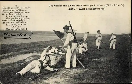 Ak Les Chansons de Botrel, Mon petit Moko, französische Matrosen
