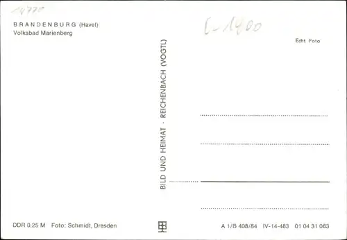 Ak Brandenburg an der Havel, Volksbad Marienberg
