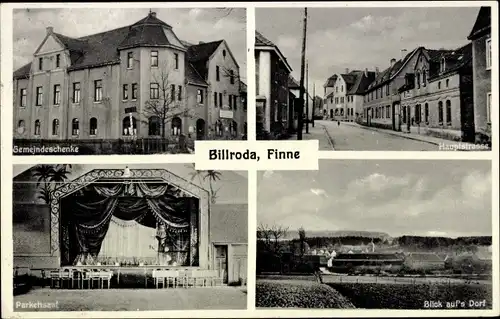 Ak Billroda an der Finne Burgenlandkreis, Gemeindeschenke, Parkettsaal, Hauptstraße, Gesamtansicht