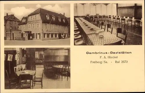 Ak Freiberg in Sachsen, Gambrinus Gaststätten, Saal