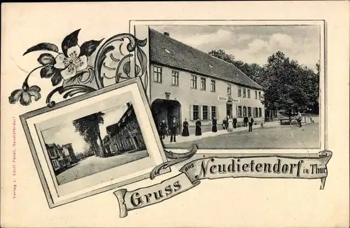 Ak Neudietendorf in Thüringen, Straßenpartie, Gasthaus