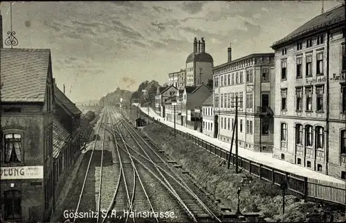 Ak Gößnitz in Thüringen, Hainstraße, Bahnstrecke