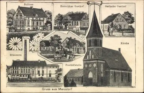 Ak Lubinicko  Merzdorf Świebodzin Schwiebus Ostbrandenburg, Kirche, Schloss, Gasthof, Brennerei