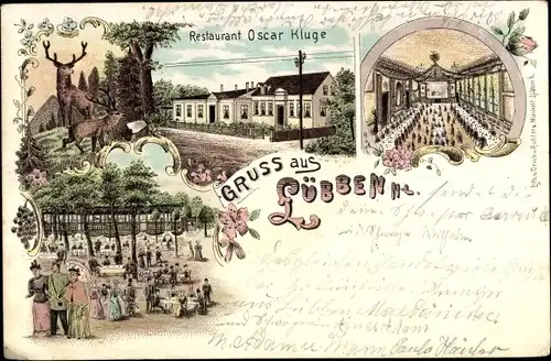 Litho Lübben im Spreewald, Restaurant Oscar Kluge, Saal, Garten, Hirsch