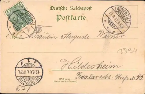 Litho Lautenthal Langelsheim im Harz, Hüttschenthaler Kurhaus, Hirsch