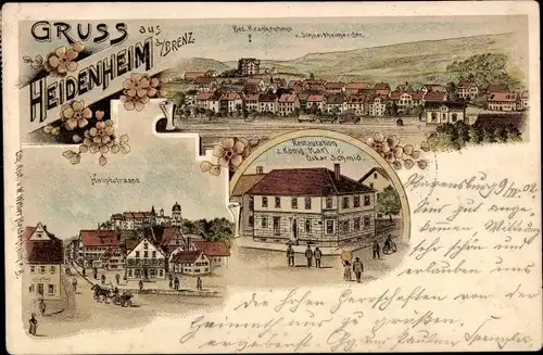 Litho Heidenheim an der Brenz Württemberg, Hauptstraße, Restauration zum König Karl, Krankenhaus