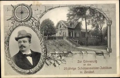 Passepartout Ak Zirndorf in Mittelfranken, 25-jähriges Schützenmeister-Jubiläum, Portrait