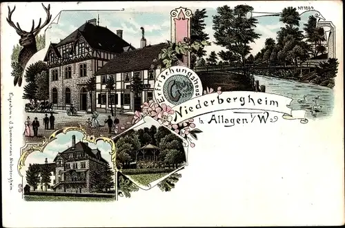 Litho Allagen Warstein in Westfalen, Erfrischungshaus Niederbergheim