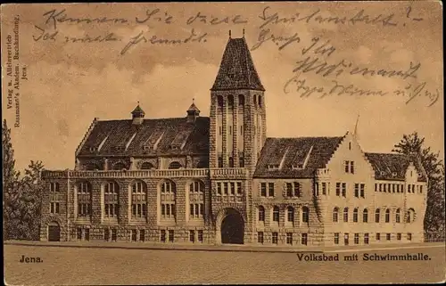 Ak Jena in Thüringen, Volksbad mit Schwimmhalle