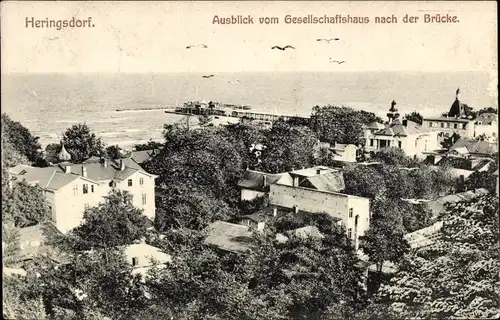 Ak Ostseebad Heringsdorf auf Usedom, Ausblick vom Gesellschaftshaus, Seebrücke
