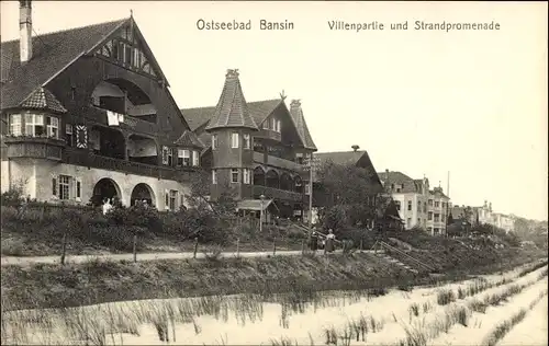 Ak Ostseebad Bansin Heringsdorf auf Usedom, Villen, Strandpromenade