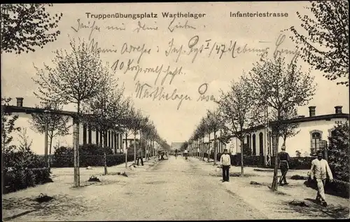 Ak Poznań Posen, Truppenübungsplatz Warthelager, Infanteriestraße