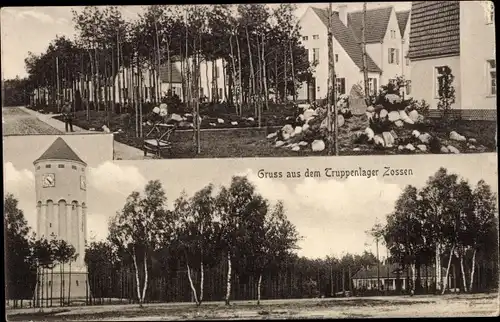 Ak Zossen in Brandenburg, Truppenlager, Teilansichten, Turm