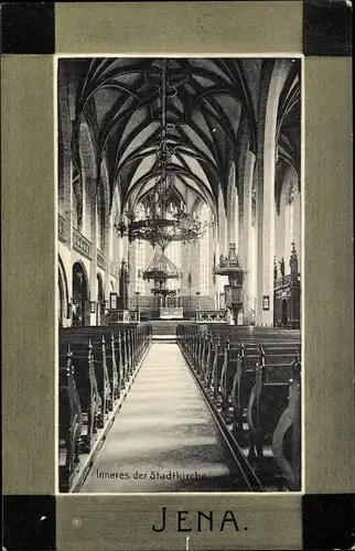 Passepartout Ak Jena in Thüringen, Stadtkirche, Innenansicht