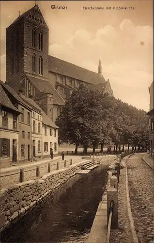Ak Wismar, Frische Grube, Nicolaikirche