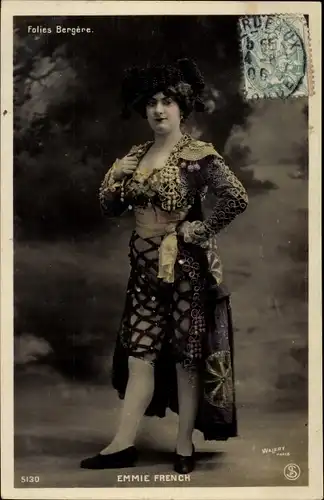 Ak Folies Bergere, Schauspielerin Emmie French, Portrait