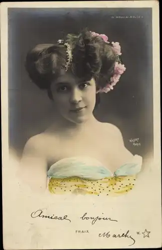 Ak Schauspielerin Fraix, Moulin Rouge, Portrait