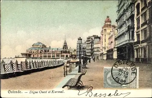 Ak Oostende Ostende Westflandern, Digue Ouest, Kursaal