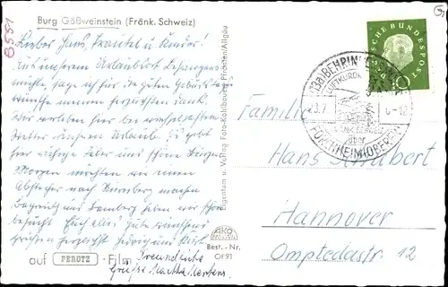 Ak Gößweinstein in Oberfranken, Burg Gößweinstein