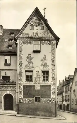 Ak Ziegenrück an der Saale Thüringen, historisches Rathaus, Giebel