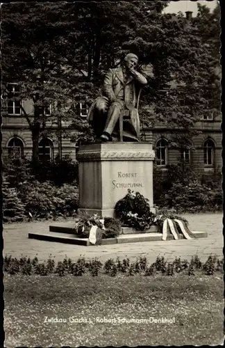 Ak Zwickau in Sachsen, Robert-Schumann-Denkmal