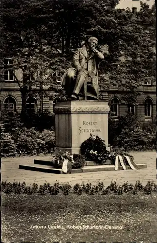 Ak Zwickau in Sachsen, Robert-Schumann-Denkmal