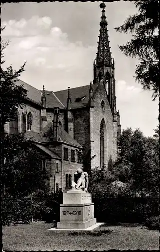 Ak Bühl in Baden, Kriegerdenkmal, Kirche