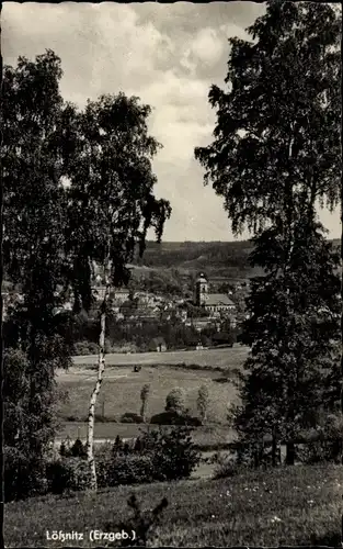 Ak Lößnitz im Erzgebirge, Ortsansicht, Bäume