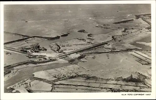 Ak Walcheren Zeeland, Deichbau bei Rammekens 1946, Fliegeraufnahme