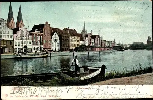 Ak Lübeck, Hafen, Boot