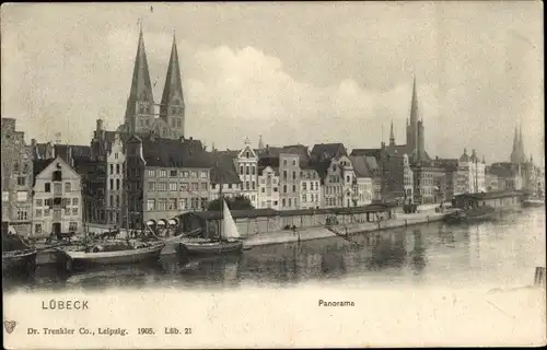 Ak Lübeck, Panorama, Kirchen