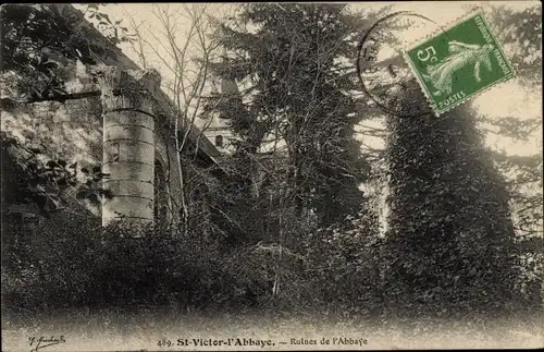 Ak Saint Victor l'Abbaye Seine Maritime, Klosterruine