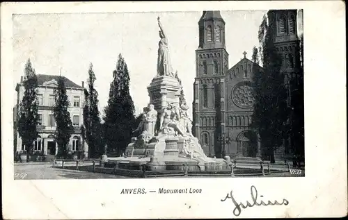 Ak Anvers Antwerpen Flandern, Monument Loos