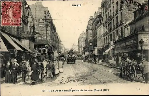Ak Paris XI., Rue Oberkampf aus der Rue Moret