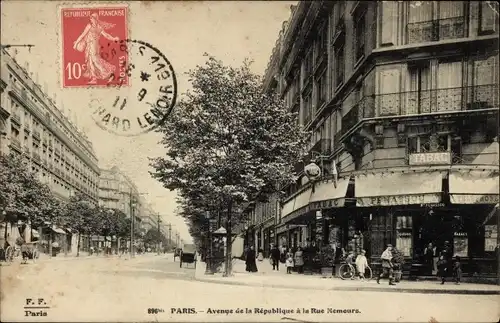 Ak Paris XI, Avenue de la République in der Rue Nemours