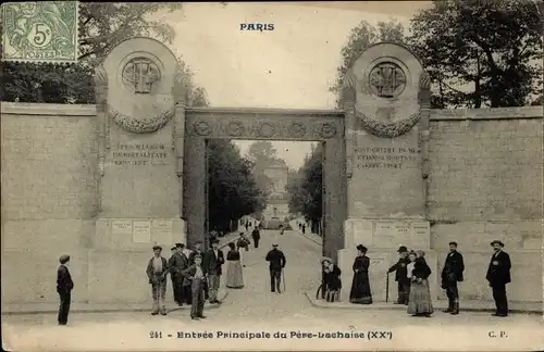 Ak Paris XX., Haupteingang von Père Lachaise