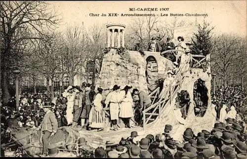 Ak Paris XIX, Les Buttes Chaumont