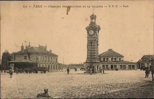 Ak Paris XIX., Uhr von Abattoirs de la Villette