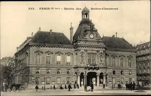 Ak Paris XIX., Rathaus von Buttes-Chaumont